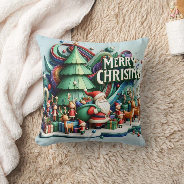 Coussin Festive pays des merveilles hivernales avec Père N (Couverture)