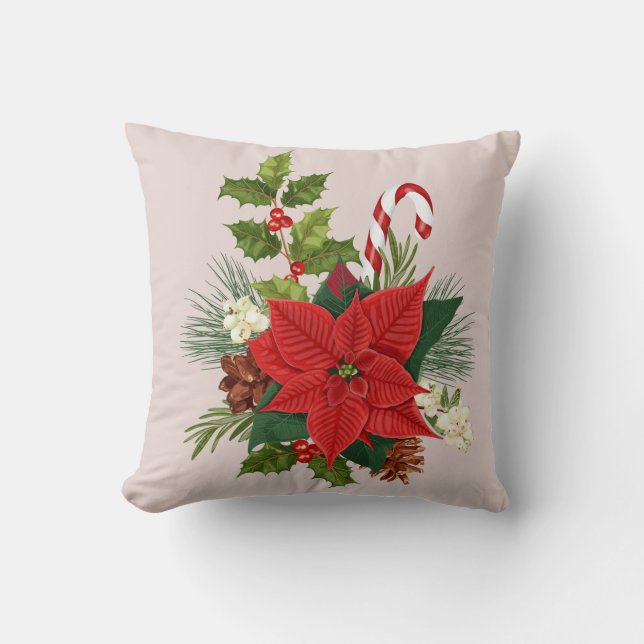 Coussin Festive Poinsettia (Recto)