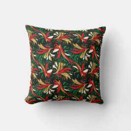 Coussin Festive Wild Bouquet Pattern – Red, Gold & Green A
