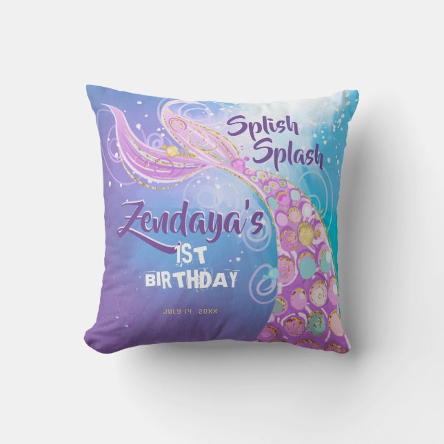 Coussin Fête d'anniversaire de la sirène (Recto)