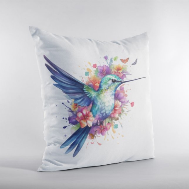 Coussin Fête d'anniversaire des Hummingbirds Floral Bouque (Créateur téléchargé)