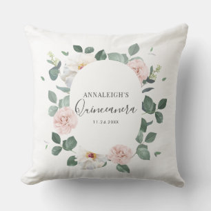 Coussin Fête de 15 ans Quinceanera Florale Rose 