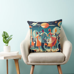 Coussin Fête de Cocktail d'Ère Spatiale Milieu de Siècle