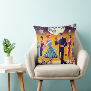 Coussin Fête de Cocktail d'Ère Spatiale Milieu de Siècle 6