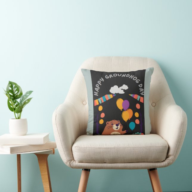 Coussin Fête de la marmotte : ombre ou ombre? (Chaise)