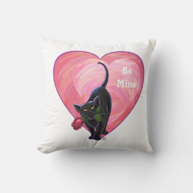 Coussin Fête de la Saint-Valentin au chat noir (Recto)