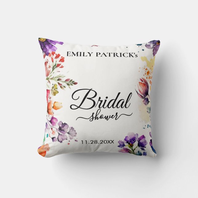 Coussin Fête de mariage floral coloré (Recto)