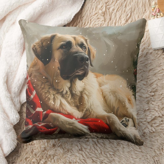 Coussin Fête de Noël des Chiens de Berger Anatoliens (Couverture)