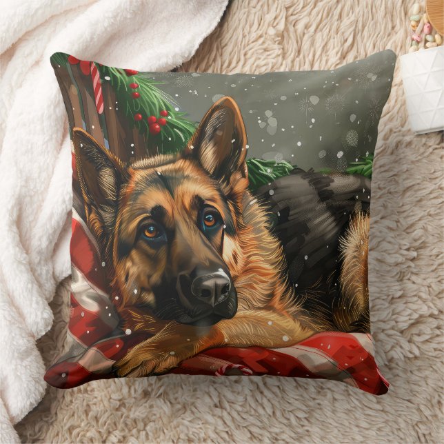 Coussin Fête de Noël du berger allemand Chien (Couverture)