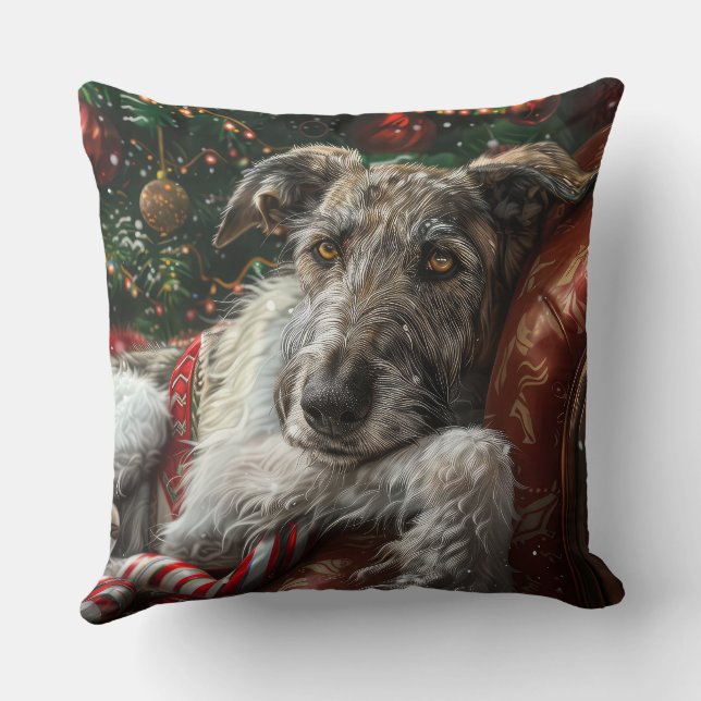 Coussin Fête de Noël du loup Hound Dog (Verso)
