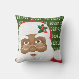 Coussin Fête de Noël du Père Noël afro-américain