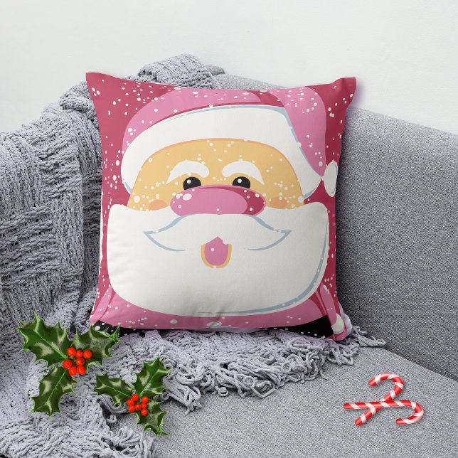 Coussin Fête de Noël du Père Noël rose doux (Créateur téléchargé)