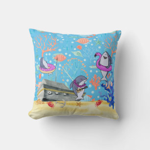 Coussin Fête de requin de mer profonde sous l'eau pour enf