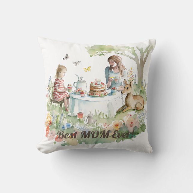 Coussin Fête de thé mère fille (Recto)