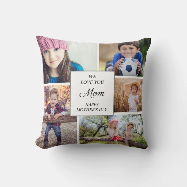 Coussin Fête des mères 5 Enfants Famille Photo Collage (Recto)
