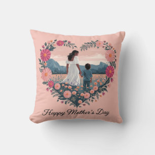 Coussin Fête des Mères au coeur Design : Maman et Enfant