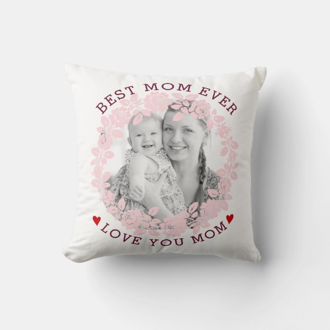 Coussin Fête des mères blush, rose bordeaux photo de la co (Recto)
