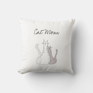 Coussin Fête des Mères Chat Maman Noir Blanc
