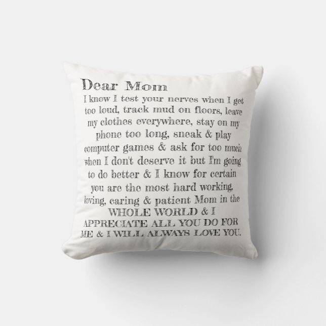 Coussin Fête des mères Chère maman Typographie Lettre Cous (Recto)