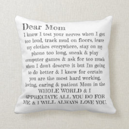 Coussin Fête des mères Chère maman Typographie Lettre Cous