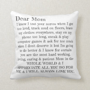 Coussin Fête des mères Chère maman Typographie Lettre Cous