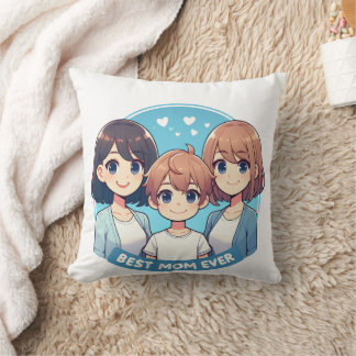 Coussin Fête des mères - Deux mères et leur fils
