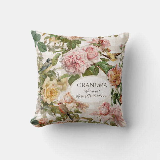 Coussin Fête des mères élégantes de Grandma Blush Rose Ros (Recto)