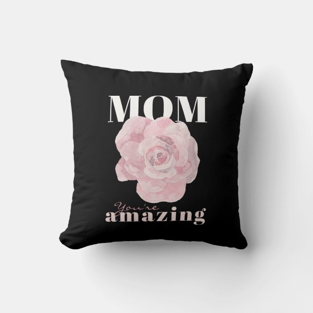 Coussin Fête des mères Floral rose noir (Recto)