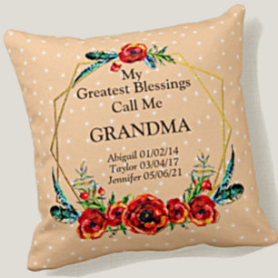 Coussin Fête des Mères Grand-mère Enfants Noms de naissanc