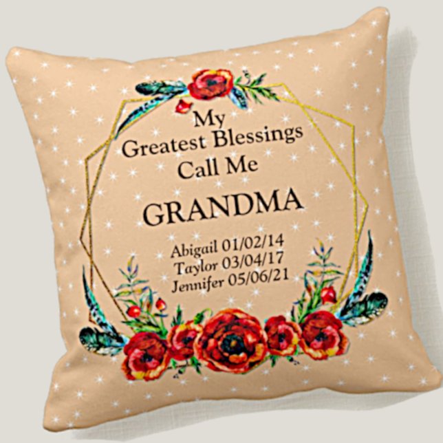 Coussin Fête des Mères Grand-mère Enfants Noms de naissanc (Créateur téléchargé)