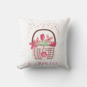 Coussin Fête des Mères, Meilleure Mère du Monde, avec Bell