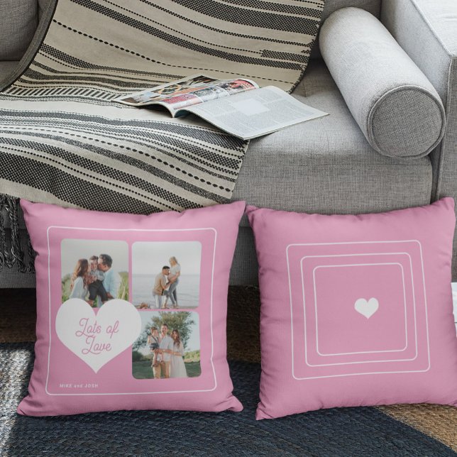 Coussin Fête des mères modernes beaucoup d'amour 3 photo c (It is one pillow - FRONT and BACK)