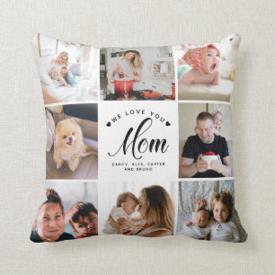 Coussin Fête des mères modernes Collage photo personnalisé