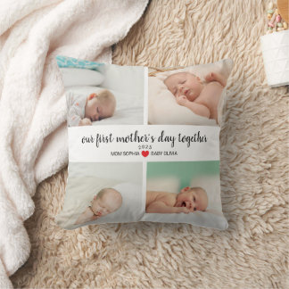 Coussin Fête des mères personnalisées avec 4 photos