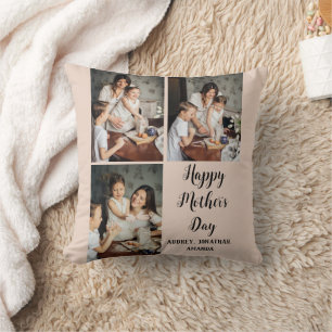 Coussin Fête des mères personnalisées, trois photo collage