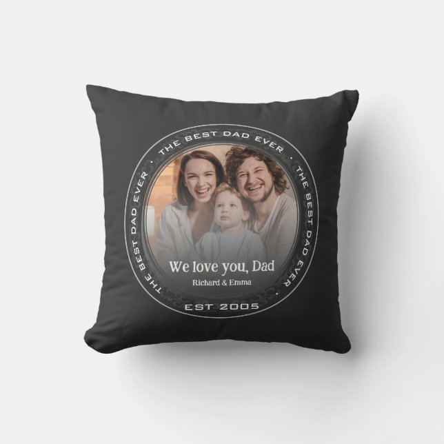 Coussin Fête des pères Cadeau souvenir de famille photo me (Recto)