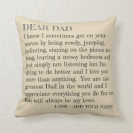 Coussin Fête des pères Cher père Typographie Lettre Custom