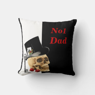 Coussin Fête des pères de joueur de crâne gothique romanti