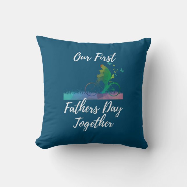 Coussin Fête des pères | Notre première Fête des pères ens (Recto)