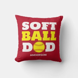 Coussin Fête des pères personnalisée de softball papa
