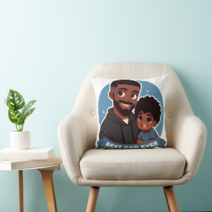 Coussin Fête des pères - Un père noir et son fils
