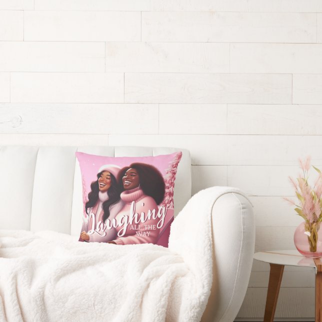 Coussin Fête des soeurs de Sleighin Rires Pastel Rose (Canapé)