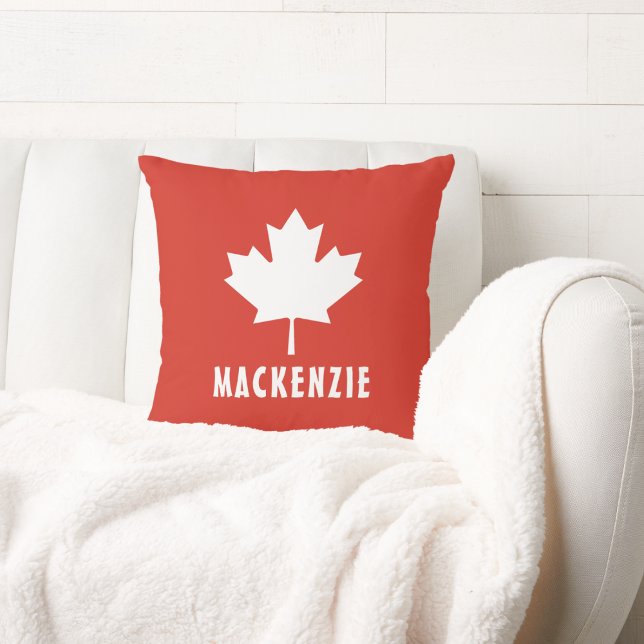 Coussin Fête du Canada Rouge Blanc Canadien Drapeau Maple  (Créateur téléchargé)