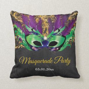 Coussin Fête Mascarade Magique Nuit Verte Purple Or