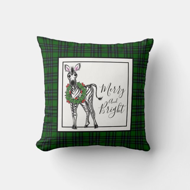 Coussin Fête Zèbre, couronne de Noël, plaid (Recto)