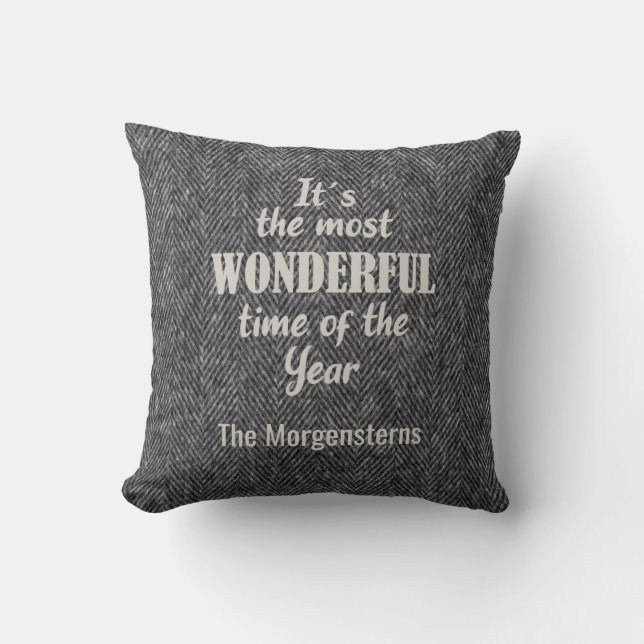 Coussin Fêtes de Noël Le plus merveilleux temps Herringbon (Recto)