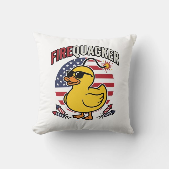 Coussin Feu d'artifice Canard Patriote Conception Vectorie (Recto)