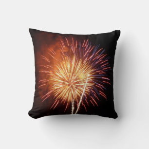 Coussin Feu d'artifice rouge, blanc et bleu I Patriotique