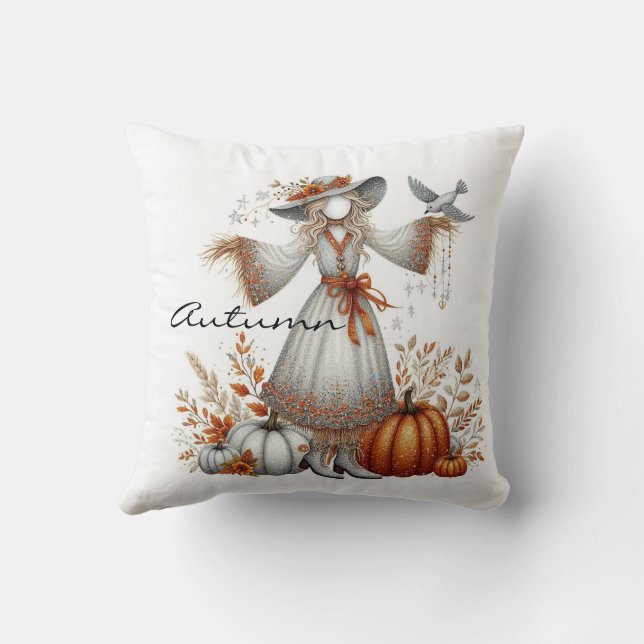 Coussin Feuillage blanc et feuillage d'automne (Verso)