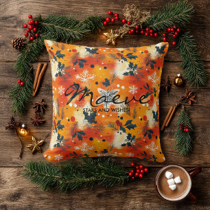 Coussin Feuillage de Noël Moderne – Abstrait de Fêtes Chau